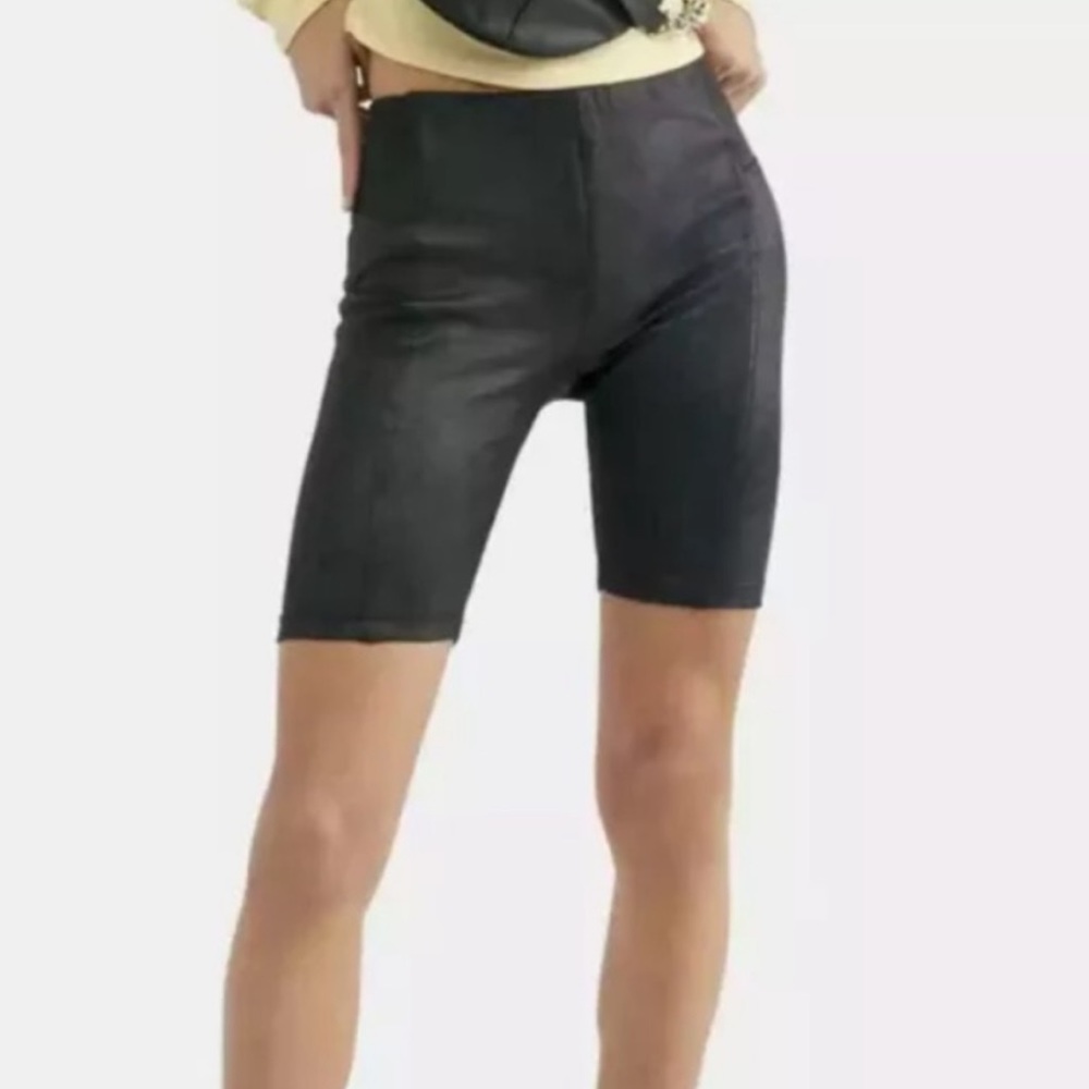 Free People NWT Black Faux Leather Biker Shorts  - Size XS